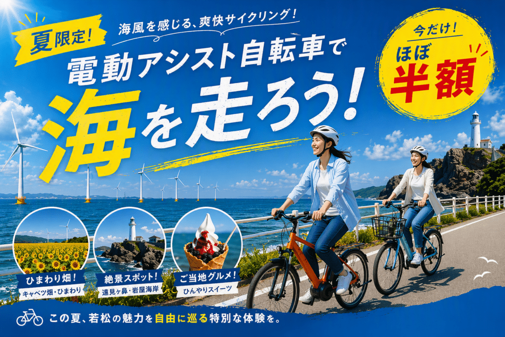土日祝のみ】若松北海岸周遊レンタサイクル（ほぼ半額キャンペーン開催